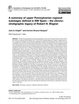 A Summary of Upper Pennsylvanian Regional Substages Defined in NW Spain – the Chrono- Stratigraphic Legacy of Robert H