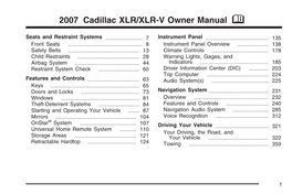 2007 Cadillac XLR Owner Manual