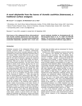 A Novel Alkylamide from the Leaves of Acmella Caulirhiza (Asteraceae), a Traditional Surface Analgesic