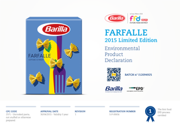 FARFALLE 2015 Limited Edition Environmental Product Declaration