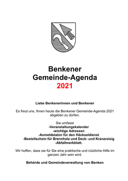 Benkener Gemeinde-Agenda 2021