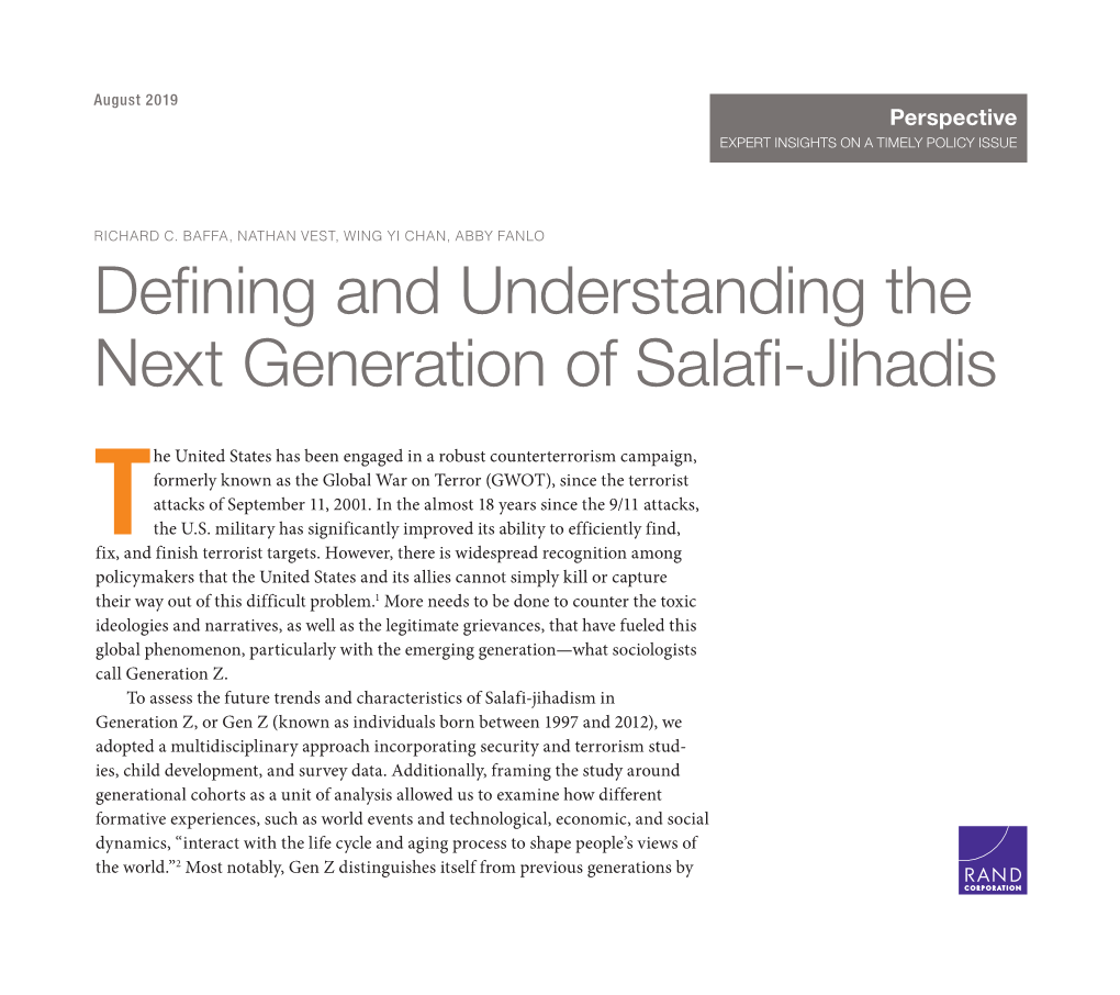 Defining and Understanding the Next Generation of Salafi-Jihadis