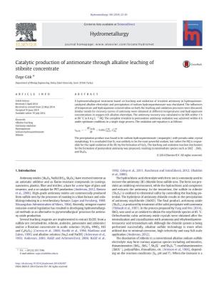 Catalytic Production of Antimonate Through Alkaline Leaching of Stibnite Concentrate