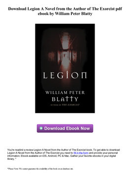 Download Legion a Novel from the Author of the Exorcist Pdf Book By