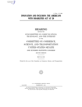 Innovation and Inclusion : the Americans with Disabilities Act at 20