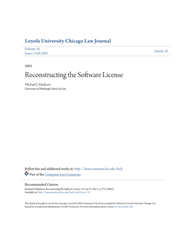 Reconstructing the Software License Michael J