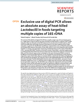 Exclusive Use of Digital PCR Allows an Absolute Assay of Heat-Killed