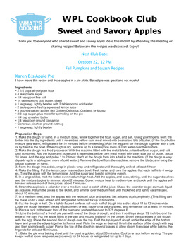 WPL Cookbook Club Sweet and Savory Apples