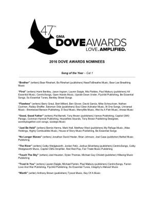 2016 Dove Awards Nominees