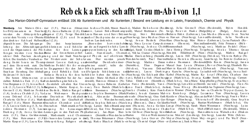 Rebekka Eick Schafft Traum-Abi Von