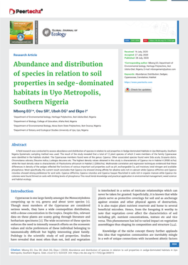 Abundance and Distribution of Species in Relation to Soil Properties In