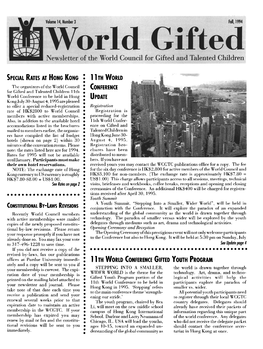 World Gifted Newsletter of the World Council for Gifted and Talented Children