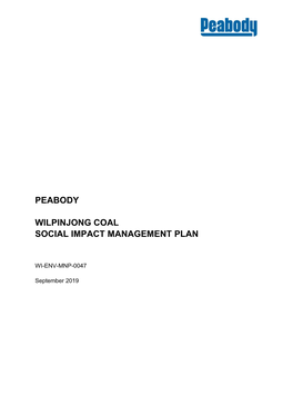 Peabody Wilpinjong Coal Social Impact Management Plan