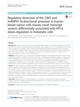 Regulatory Dissection of the CBX5 and Hnrnpa1 Bi-Directional