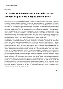 La Rocade Boudouaou-Zéralda Fermée Par Des Citoyens Et Plusieurs Villages Encore Isolés