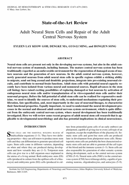 Adult Neural Stem Cells and Repair of the Adult Central Nervous System