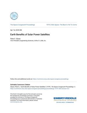 Earth Benefits of Solar Power Satellites