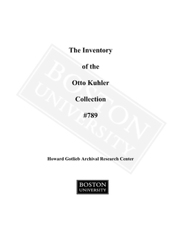 The Inventory of the Otto Kuhler Collection #789