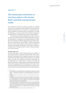 The Transmission Mechanism of Monetary Policy in the Central Bank’S Quarterly Macroeconomic Model