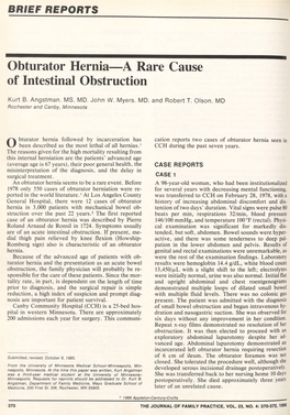 Obturator Hernia—A Rare Cause of Intestinal Obstruction