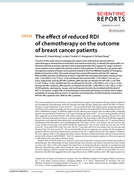 The Effect of Reduced RDI of Chemotherapy on the Outcome Of