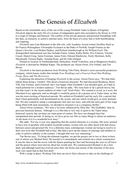 Genesis of Elizabeth
