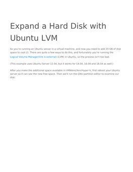 Expand a Hard Disk with Ubuntu LVM