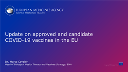 Update on Approved and Candidate COVID-19 Vaccines in the EU