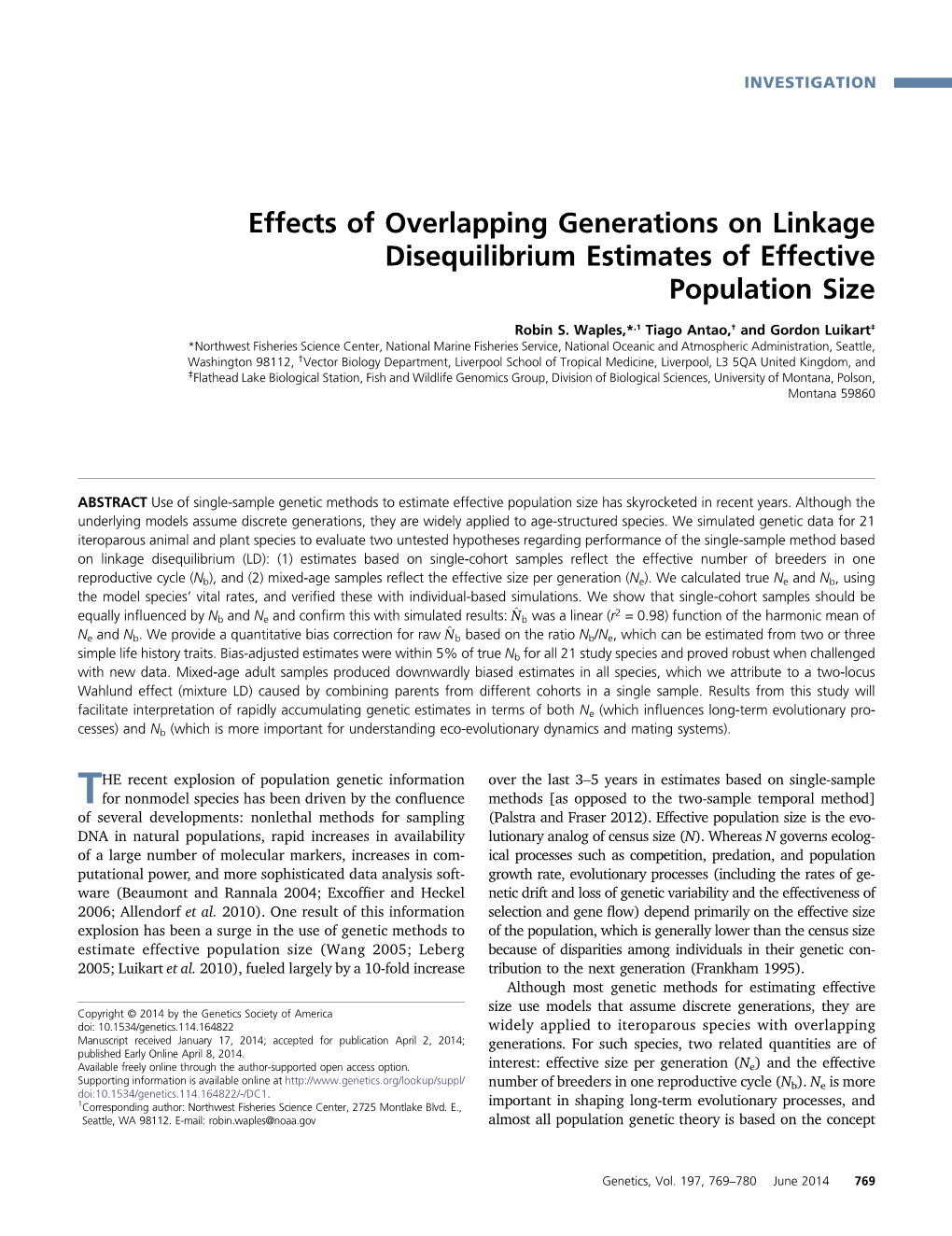 Effects of Overlapping Generations on Linkage Disequilibrium Estimates of Effective Population Size