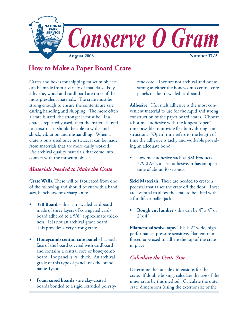 Conserve O Gram Volume 17 Issue 5: How to Make a Paper Board Crate