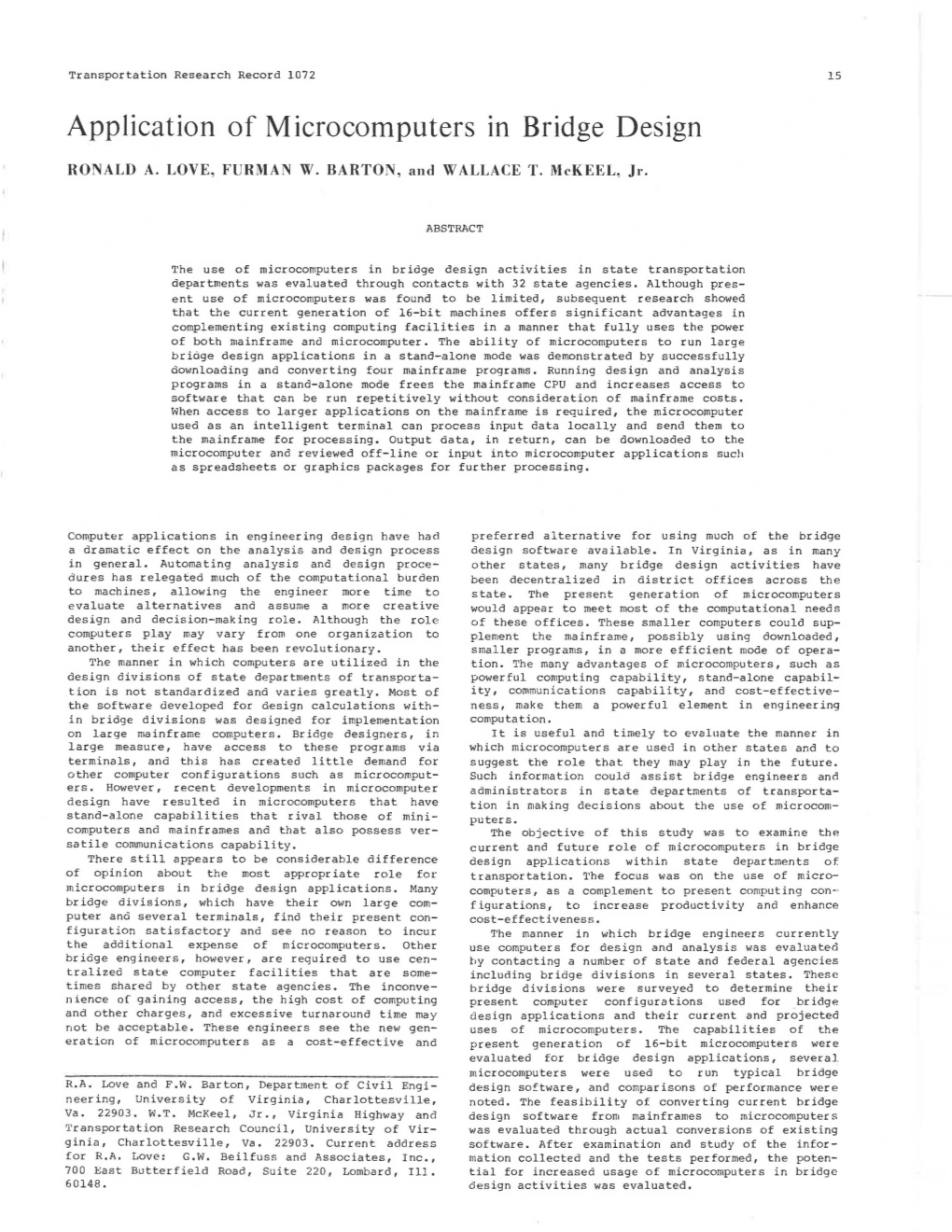 Application of Microcomputers 1N Bridge Design