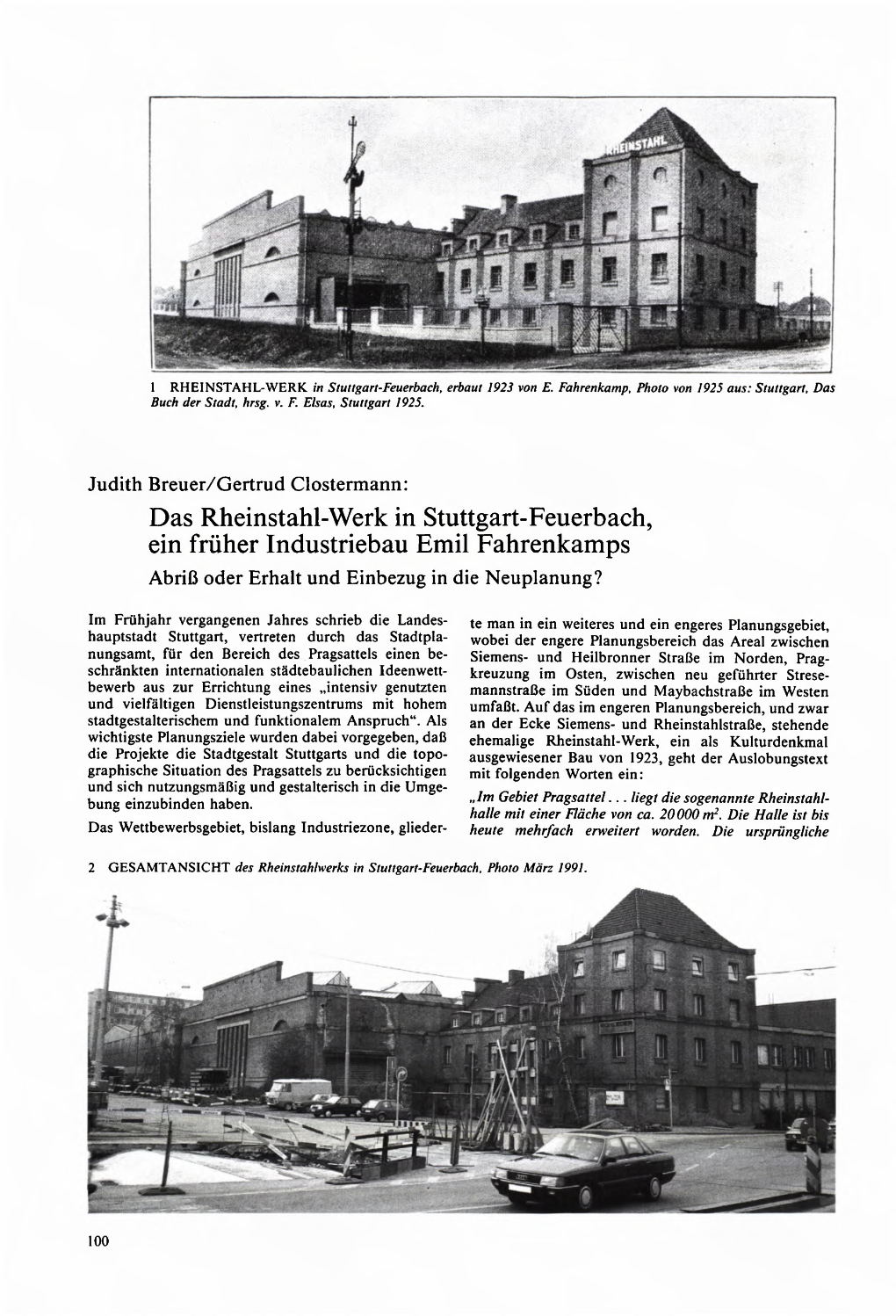 1 RHEINSTAHL-WERK in Sluttgarl-Feuerbach, Erbaut 1923 Von E