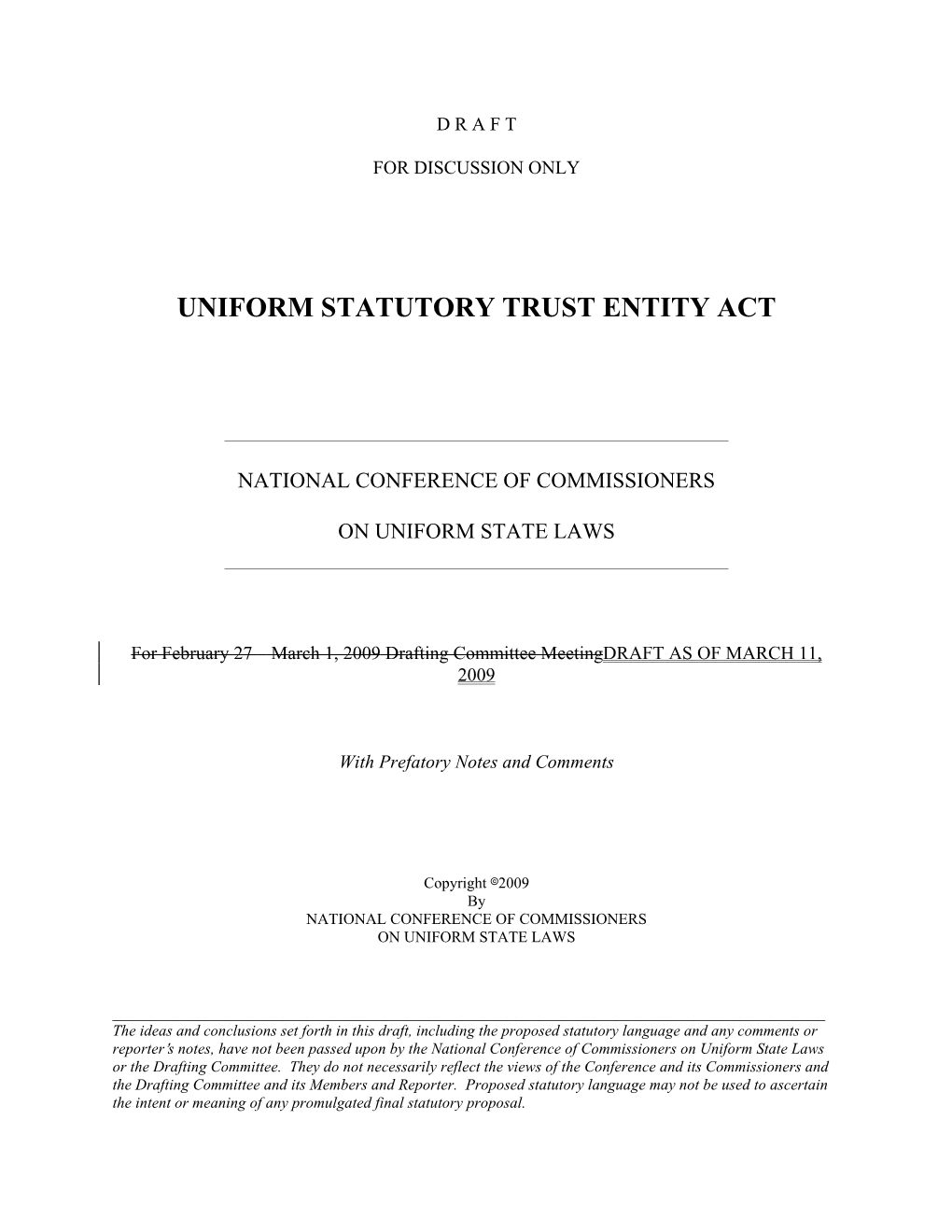 Uniform Statutory Trust Entity Act