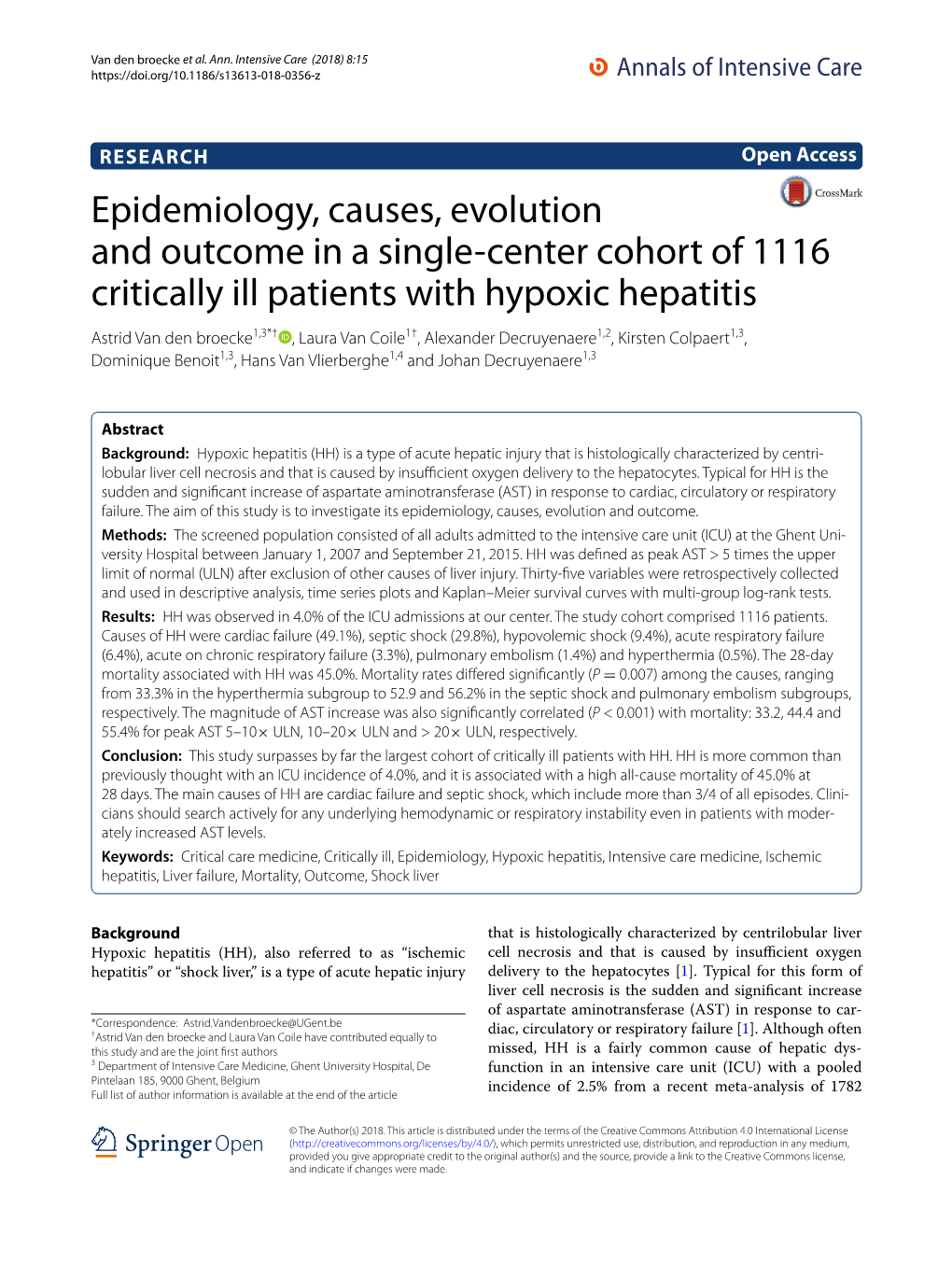 Epidemiology, Causes, Evolution and Outcome in a Single-Center Cohort Of