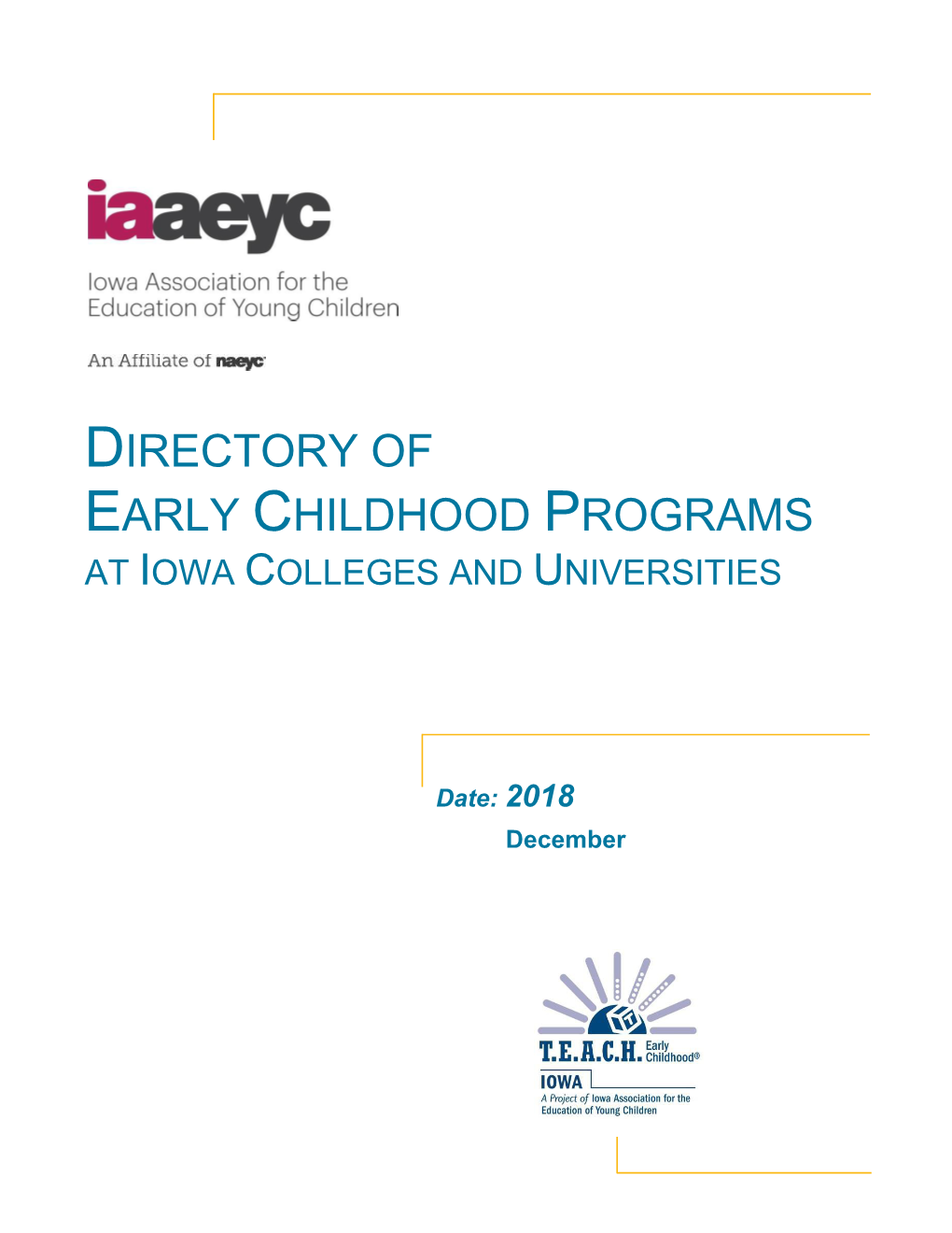 Directory of Early Childhood Programs at Iowa Colleges and Universities