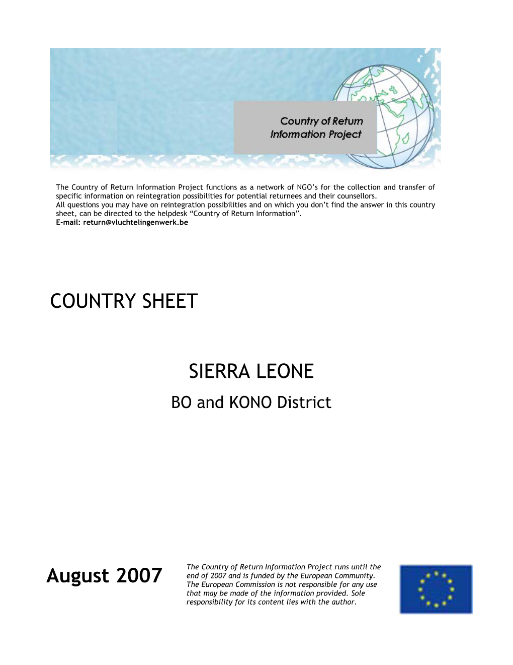 Report on Country of Return Information