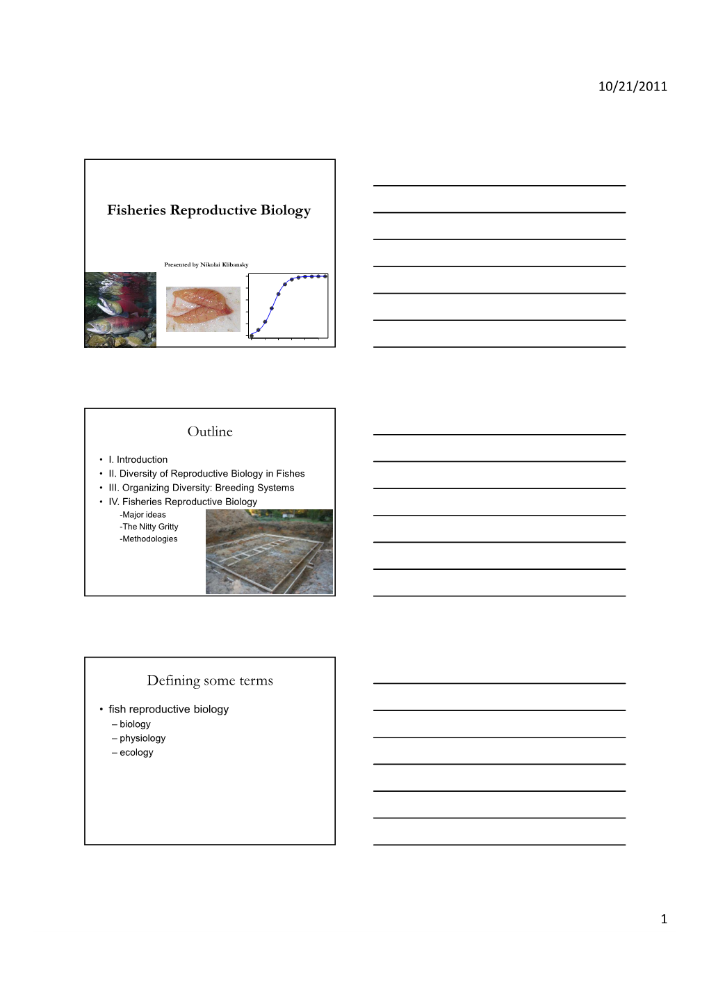 Fisheries Reproductive Biology Outline Defining Some Terms