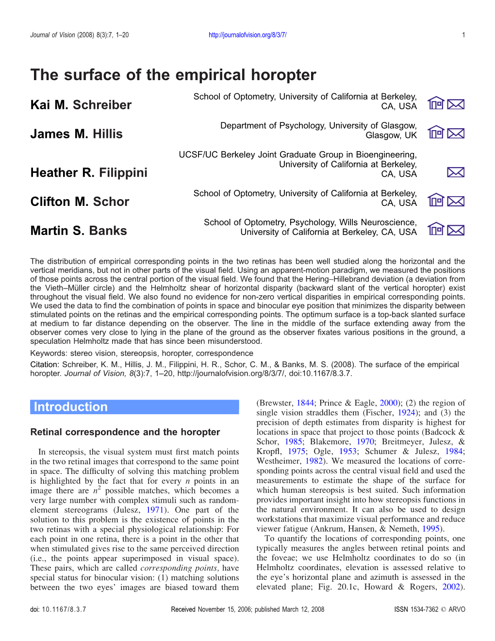 The Surface of the Empirical Horopter