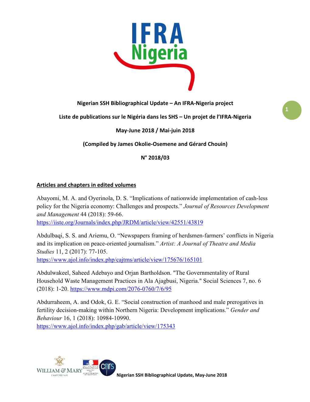 1 Nigerian SSH Bibliographical Update