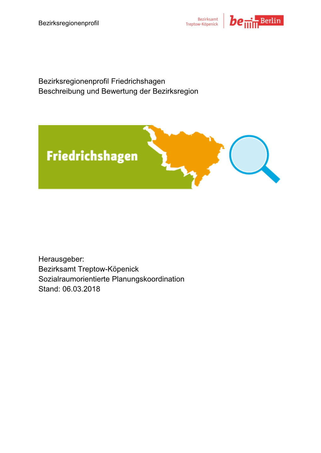 Bezirksregionenprofil Friedrichshagen Beschreibung Und Bewertung Der Bezirksregion