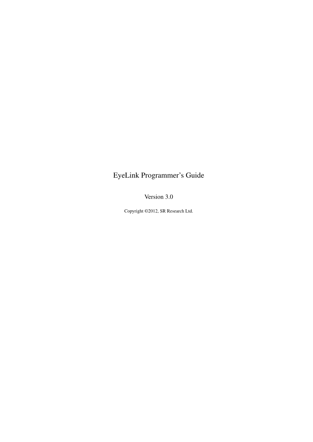 Eyelink Programmer's Guide