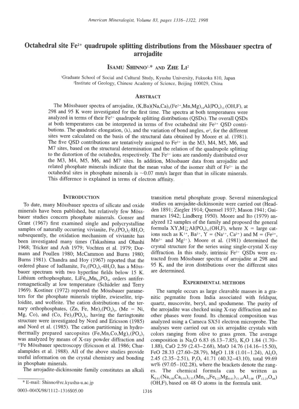 Octahedral Site Fe2* Quadrupole Splitting Distributions From