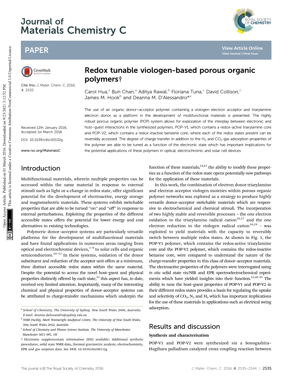 Redox Tunable Viologen-Based Porous Organic Polymers† Cite This: J