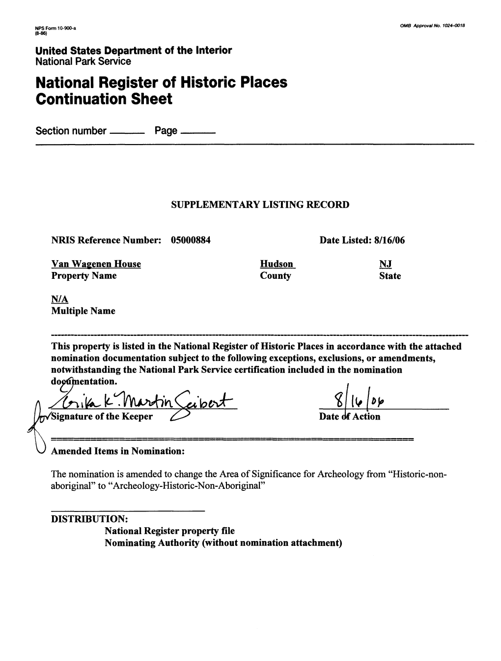 National Register of Historic Places Continuation Sheet