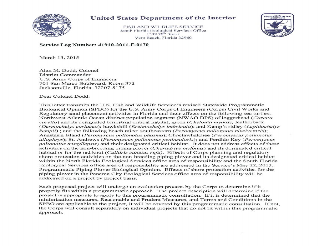 2015 SPBO (Statewide Programmatic Biological Opinion)