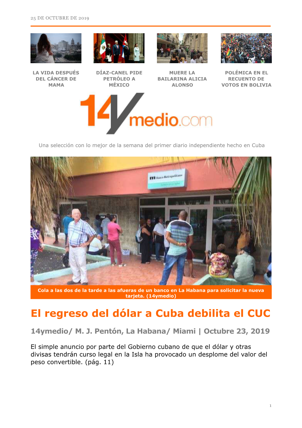 El Regreso Del Dólar a Cuba Debilita El CUC