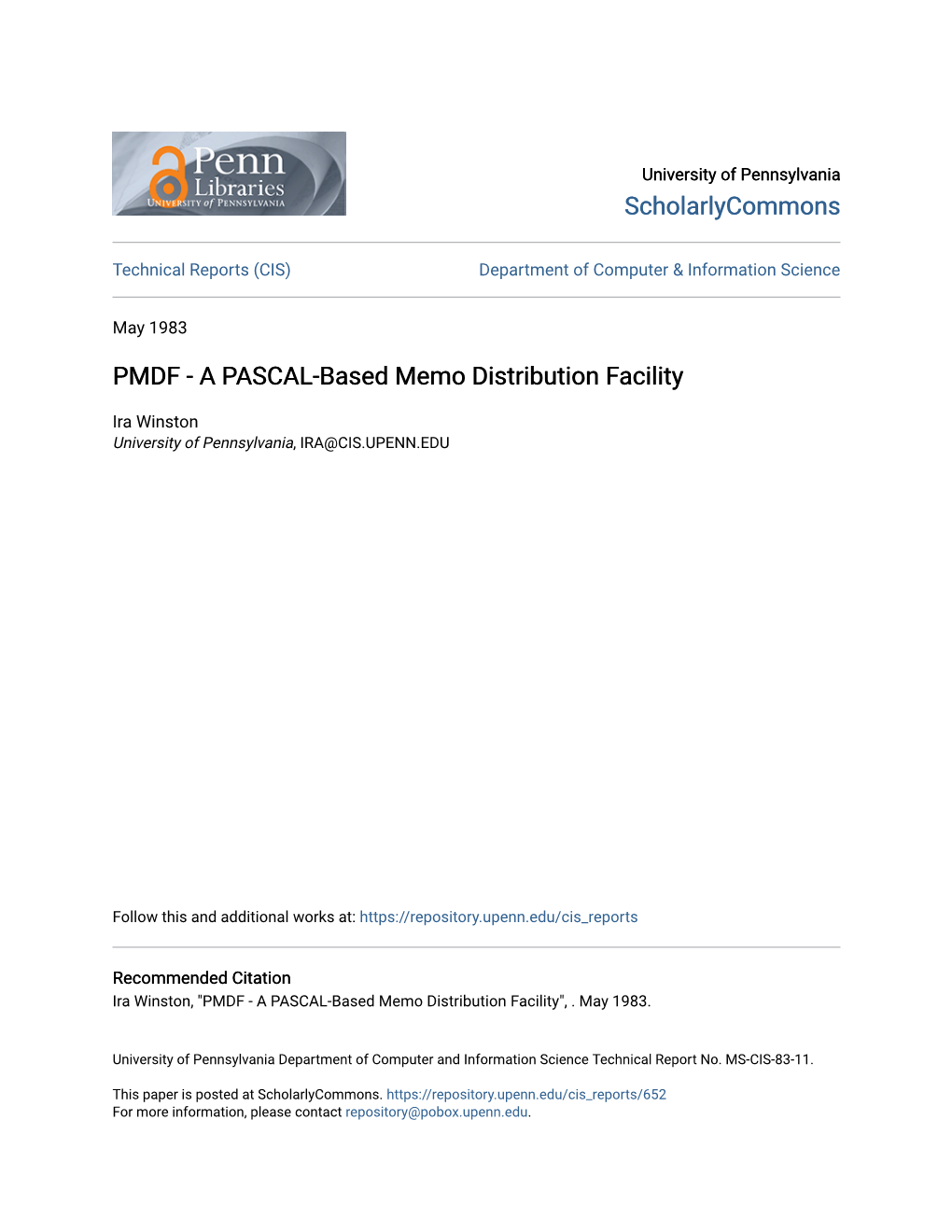 PMDF - a PASCAL-Based Memo Distribution Facility