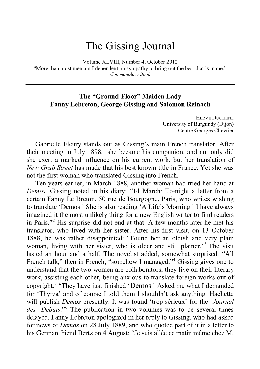 The Gissing Journal