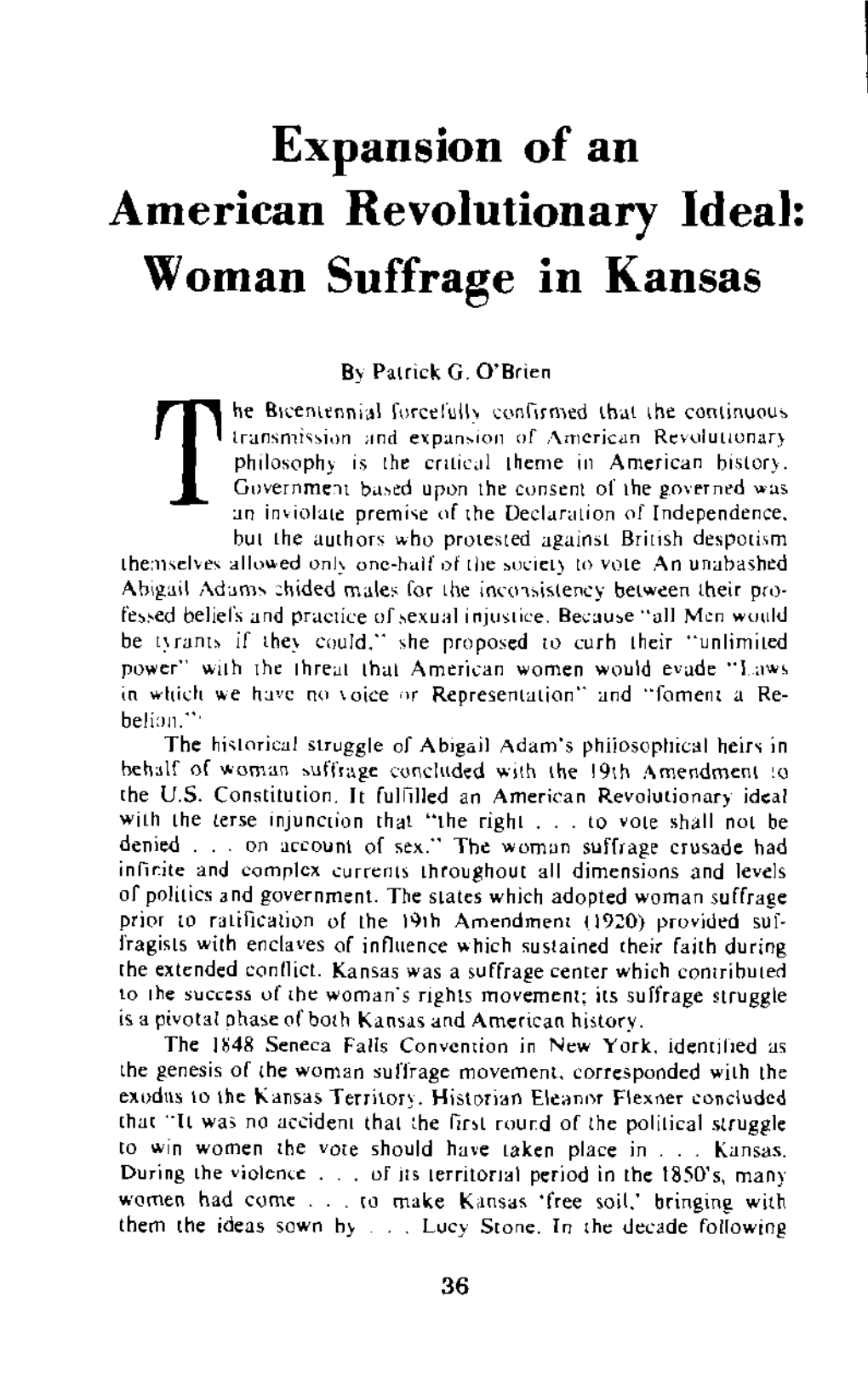Woman Suffrage in Kansas
