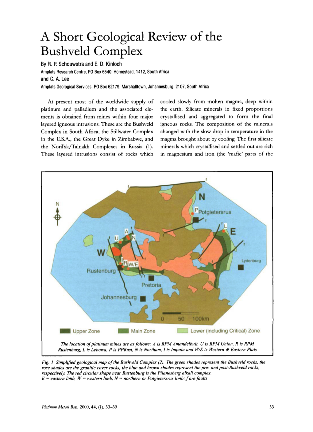 A Short Geological Review of the Bushveld Complex by R